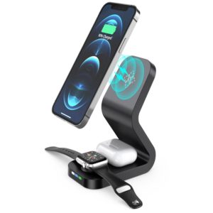B-13 15W Max 3 in 1 Magnetic Wireless Charger for Mobile Phones & Apple Watchs & AirPods(Black) (OEM)