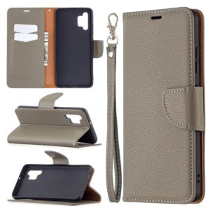 For Samsung Galaxy A32 4G Litchi Texture Pure Color Horizontal Flip Leather Case with Holder & Card Slots & Wallet & Lanyard(Grey) (OEM)