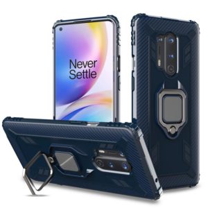 For OnePlus 8 Pro Carbon Fiber Protective Case with 360 Degree Rotating Ring Holder(Blue) (OEM)