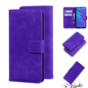 For Huawei Y6 2019 Skin Feel Pure Color Flip Leather Phone Case(Purple) (OEM)