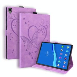 For Lenovo Tab M8(HD) / M8(FHD) TB-8505F Love Butterfly Pattern Horizontal Flip Leather Case with Holder(Purple) (OEM)