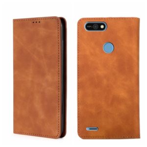 For Tecno Pop 2/Pop 2F/Pop 2 Pro/Pop 2 Power/Itel P13 Skin Feel Magnetic Horizontal Flip Leather Phone Case(Light Brown) (OEM)