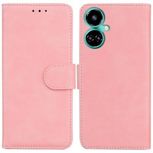 For Tecno Camon 19 Skin Feel Pure Color Flip Leather Phone Case(Pink) (OEM)