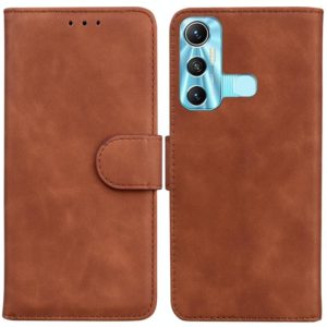 For Infinix Hot 11 X662 Skin Feel Pure Color Flip Leather Phone Case(Brown) (OEM)