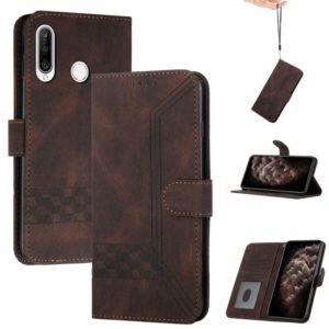 For Huawei Y6 2019 Cubic Skin Feel Flip Leather Phone Case(Dark Brown) (OEM)