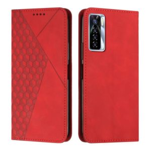 For Tecno Camon 17P / 17 Pro Diamond Splicing Skin Feel Magnetic Leather Phone Case(Red) (OEM)