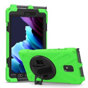 For Samsung Galaxy Tab active 3 T570 / T575 8.0 Shockproof Colorful Silicone + PC Protective Case with Holder & Shoulder Strap & Hand Strap(Green) (OEM)