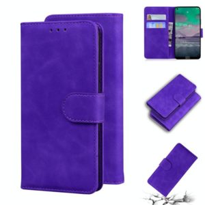 For Nokia 3.4 Skin Feel Pure Color Flip Leather Phone Case(Purple) (OEM)