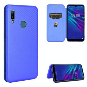 For Huawei Y6 (2019) / Honor Y6s Carbon Fiber Texture Horizontal Flip TPU + PC + PU Leather Case with Card Slot(Blue) (OEM)