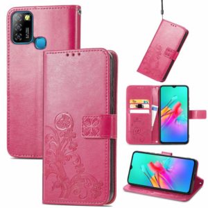 For Infinix Smart 5 Four-leaf Clasp Embossed Buckle Mobile Phone Protection Leather Case with Lanyard & Card Slot & Wallet & Bracket Function(Magenta) (OEM)