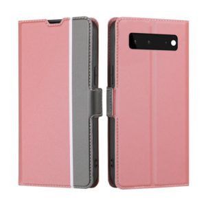 For Google Pixel 6 Twill Texture Side Button Leather Phone Case(Pink) (OEM)