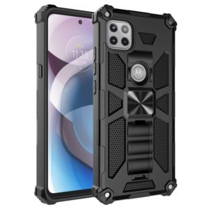 For Motorola Moto One 5G Ace Shockproof TPU + PC Magnetic Protective Case with Holder(Black) (OEM)