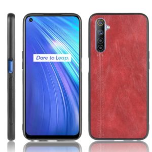 For Oppo Realme 6 Shockproof Sewing Cow Pattern Skin PC + PU + TPU Case(Red) (OEM)