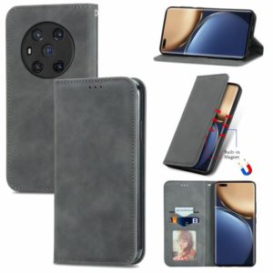 For Honor Magic3 Retro Skin Feel Magnetic Horizontal Flip Leather Phone Case(Grey) (OEM)