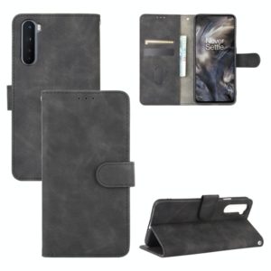 For OnePlus Nord Solid Color Skin Feel Magnetic Buckle Horizontal Flip Calf Texture PU Leather Case with Holder & Card Slots & Wallet(Black) (OEM)