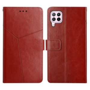 For Huawei P40 Lite Y Stitching Horizontal Flip Leather Phone Case with Holder & Card Slots & Wallet & Photo Frame(Brown) (OEM)