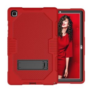 For Samsung Galaxy Tab A7 10.4 (2020) T500 / T505 Contrast Color Robot Shockproof Silicon + PC Protective Case with Holder & Pen Slot(Red Black) (OEM)