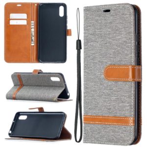 For Xiaomi Redmi 9A Color Matching Denim Texture Horizontal Flip Leather Case with Holder & Card Slots & Wallet & Lanyard(Grey) (OEM)