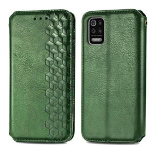 For LG K52 Cubic Grid Pressed Horizontal Flip Magnetic PU Leather Case with Holder & Card Slots & Wallet(Green) (OEM)