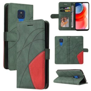 For Motorola Moto G Play 2021 Dual-color Splicing Horizontal Flip PU Leather Case with Holder & Card Slots & Wallet(Green) (OEM)