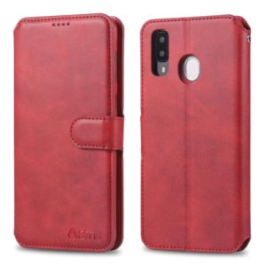 For Galaxy A20e AZNS Calf Texture Magnetic Horizontal Flip PU Leather Case with Holder & Card Slots & Photo Frame(Red) (AZNS) (OEM)
