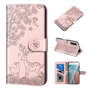 For Sony Xperia 5 II Sika Deer Embossing Pattern Horizontal Flip PU Leather Case with Holder & Card Slot & Wallet & Photo Frame(Rose Gold) (OEM)