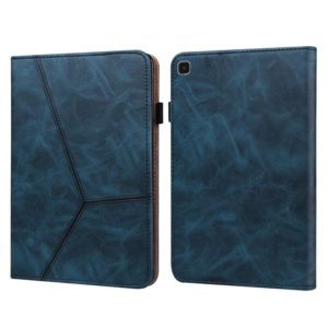 For Samsung Galaxy Tab A7 Lite T220/T225 Solid Color Embossed Striped Leather Tablet Smart Case(Blue) (OEM)