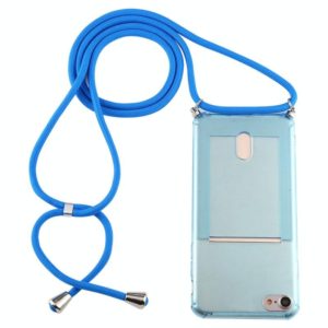 For iPhone 6s / 6 Transparent TPU Protective Case with Lanyard & Card Slot(Blue) (OEM)