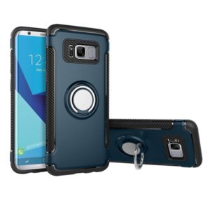 For Galaxy S8 Phone Ring Armor TPU + PC 360 Degrees Rotation Magnetic Phone Ring Stent Combination Case(Navy Blue) (OEM)