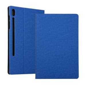 Voltage Stretch Fabric Texture Horizontal Flip Leather Case for Galaxy Tab S6 T860, with Holder(Blue) (OEM)