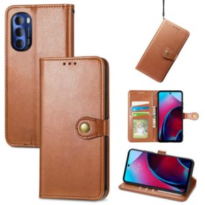For Motorola Moto G Stylus 2022 5G Retro Solid Color Buckle Leather Phone Case(Brown) (OEM)