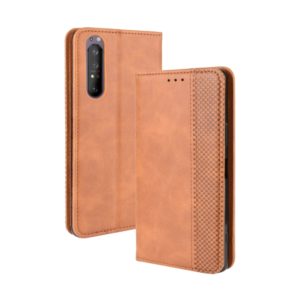 For Sony Xperia 1 II Magnetic Buckle Retro Crazy Horse Texture Horizontal Flip Leather Case , with Holder & Card Slots & Photo Frame(Brown) (OEM)