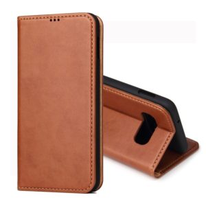 Dermis Texture PU Horizontal Flip Leather Case for Galaxy S10 E, with Holder & Card Slots & Wallet(Brown) (OEM)