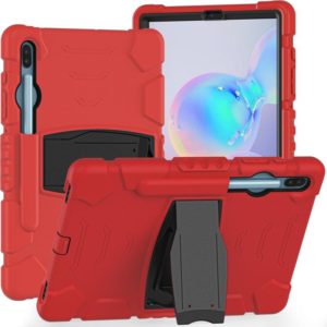 For Samsung Galaxy Tab S6 T860 3-Layer Protection Screen Frame + PC + Silicone Shockproof Combination Case with Holder(Red+Black) (OEM)