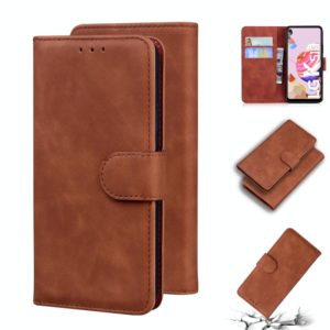 For LG K41S / K51S Skin Feel Pure Color Flip Leather Phone Case(Brown) (OEM)