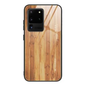 For Samsung Galaxy S20 Plus Wood Grain Glass Protective Case(M03) (OEM)