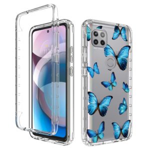 For Motorola One 5G Ace Transparent Painted Phone Case(Blue Butterflies) (OEM)