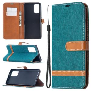 For Samsung Galaxy Note20 Color Matching Denim Texture Horizontal Flip Leather Case with Holder & Card Slots & Wallet & Lanyard(Green) (OEM)