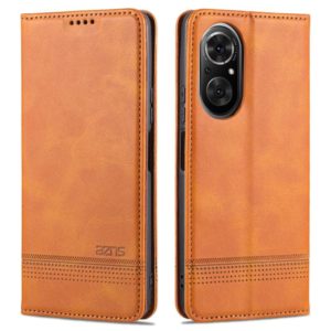 For Honor 50 SE AZNS Magnetic Calf Texture Horizontal Flip Leather Case with Card Slots & Holder & Wallet(Light Brown) (AZNS) (OEM)