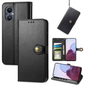 For OnePlus Nord N20 5G Solid Color Leather Buckle Phone Case(Black) (OEM)