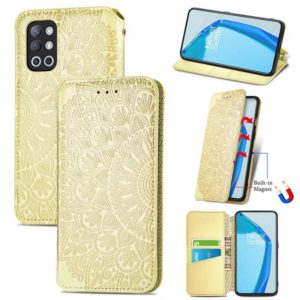 For OnePlus 9R Blooming Mandala Embossed Pattern Magnetic Horizontal Flip Leather Case with Holder & Card Slots & Wallet(Yellow) (OEM)
