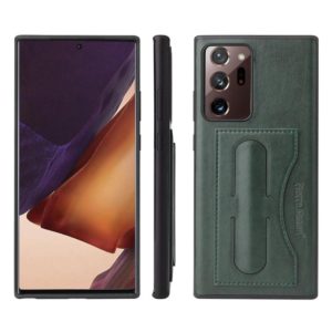 For Samsung Galaxy Note20 Fierre Shann Full Coverage Protective Leather Case with Holder & Card Slot(Green) (OEM)
