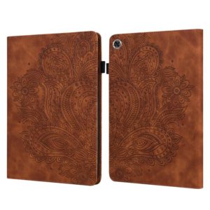 For Samsung Galaxy Tab A8 10.5 2021 Peacock Embossed Pattern Leather Tablet Case(Brown) (OEM)
