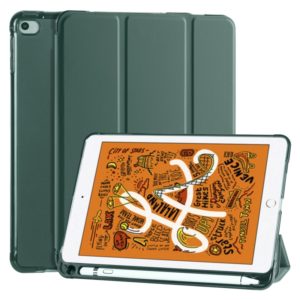 For iPad Mini 5 / Mini 4 3-folding Horizontal Flip PU Leather + Shockproof TPU Case with Holder & Pen Slot(Pine Green) (OEM)