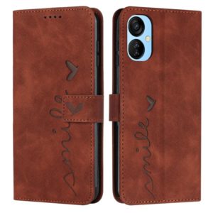 For Tecno Spark 9T Skin Feel Heart Pattern Leather Phone Case(Brown) (OEM)