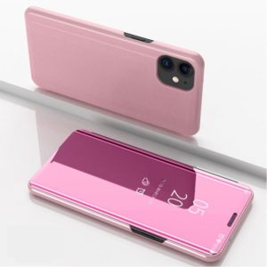 For iPhone 12 mini Plated Mirror Horizontal Flip Leather Case with Holder(Rose Gold) (OEM)