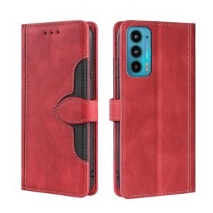 For Motorola Edge 20 Skin Feel Straw Hat Magnetic Buckle Leather Phone Case(Red) (OEM)