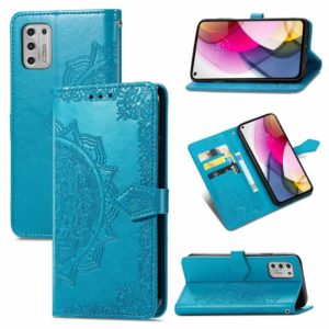 For Motorola Moto G Stylus 2021 Mandala Flower Embossed Horizontal Flip Leather Case with Holder & Three Card Slots & Wallet & Lanyard(Blue) (OEM)