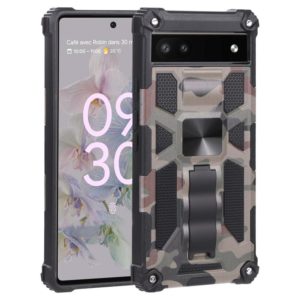 For Google Pixel 6a Camouflage Armor TPU + PC Magnetic Holder Phone Case(Army Green) (OEM)