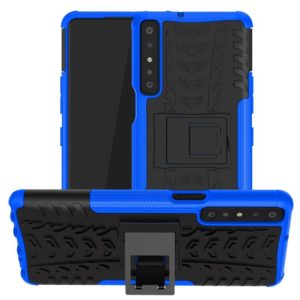For LG Stylo 7 4G Tire Texture Shockproof TPU+PC Protective Case with Holder(Blue) (OEM)